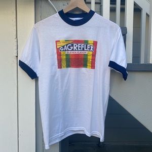 Vintage 90s gag reflex improv comedy ringer shirt